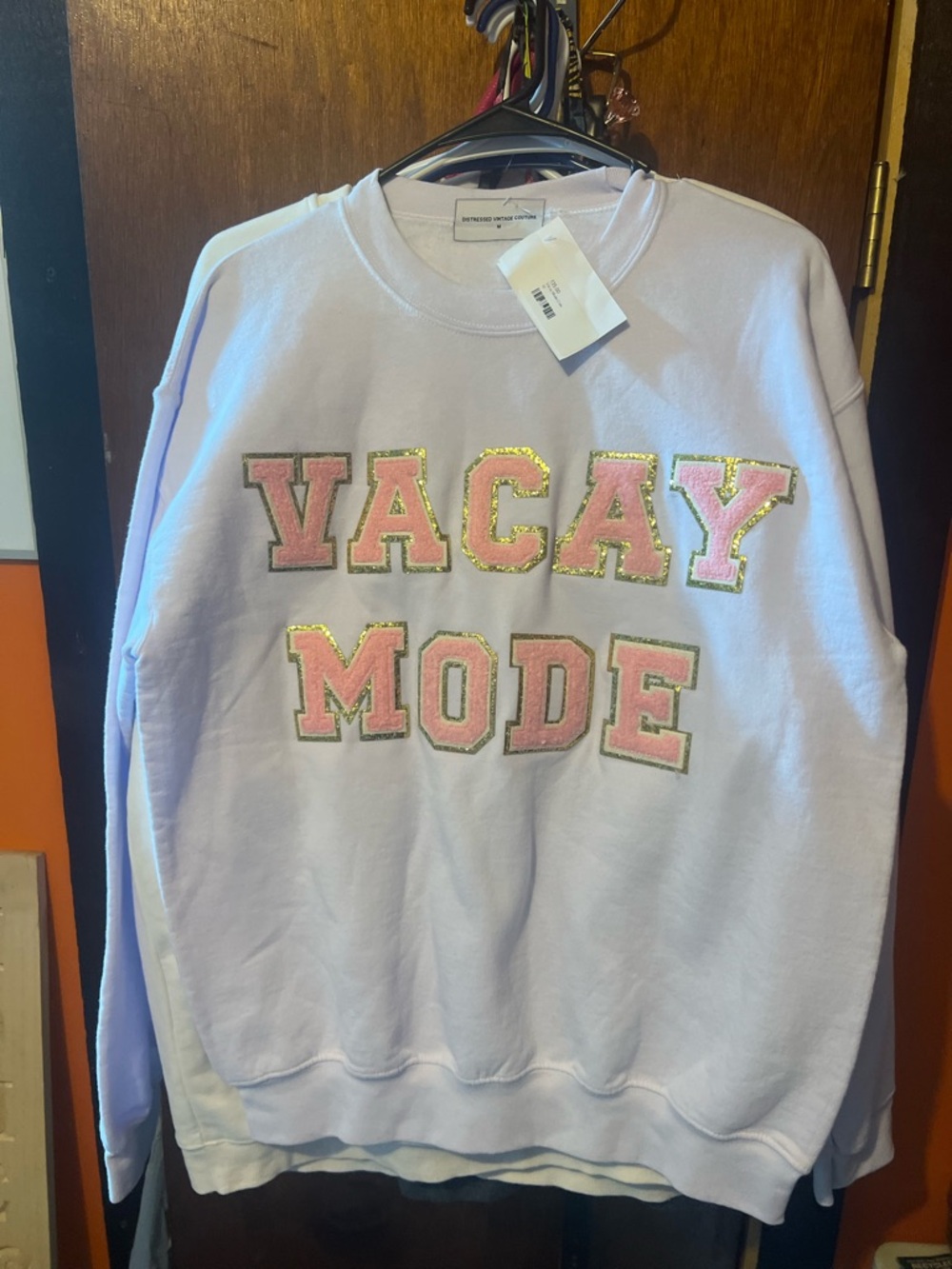 VACAY MODE Pink & Gold Lettering Crewneck Sweatshirt